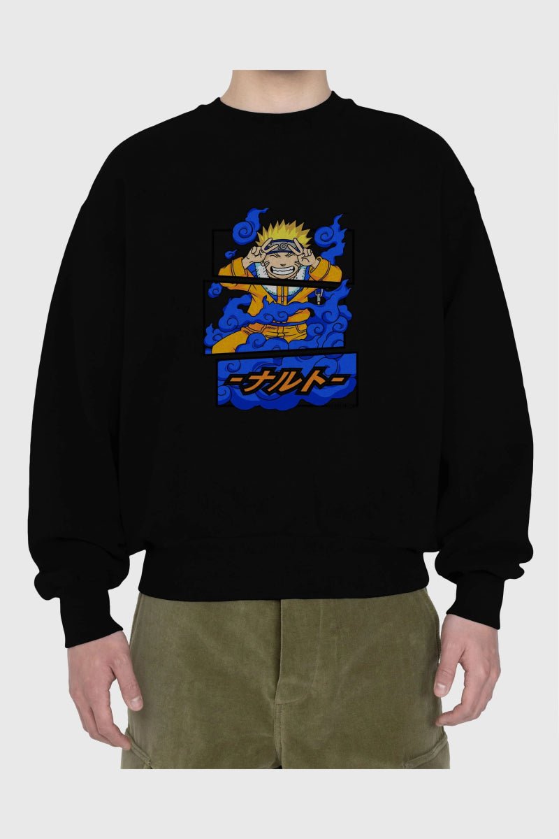 naruto uzumaki Anime Ön Baskılı Oversize Sweatshirt Erkek Kadın Unisex - Cilexi