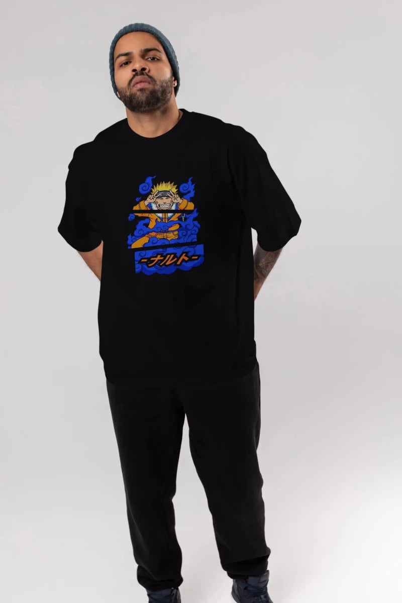 naruto uzumaki Anime Ön Baskılı Oversize t-shirt %100 pamuk Erkek Kadın Unisex - Cilexi