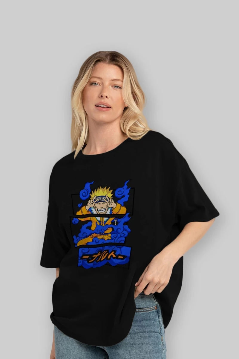 naruto uzumaki Anime Ön Baskılı Oversize t-shirt %100 pamuk Erkek Kadın Unisex - Cilexi