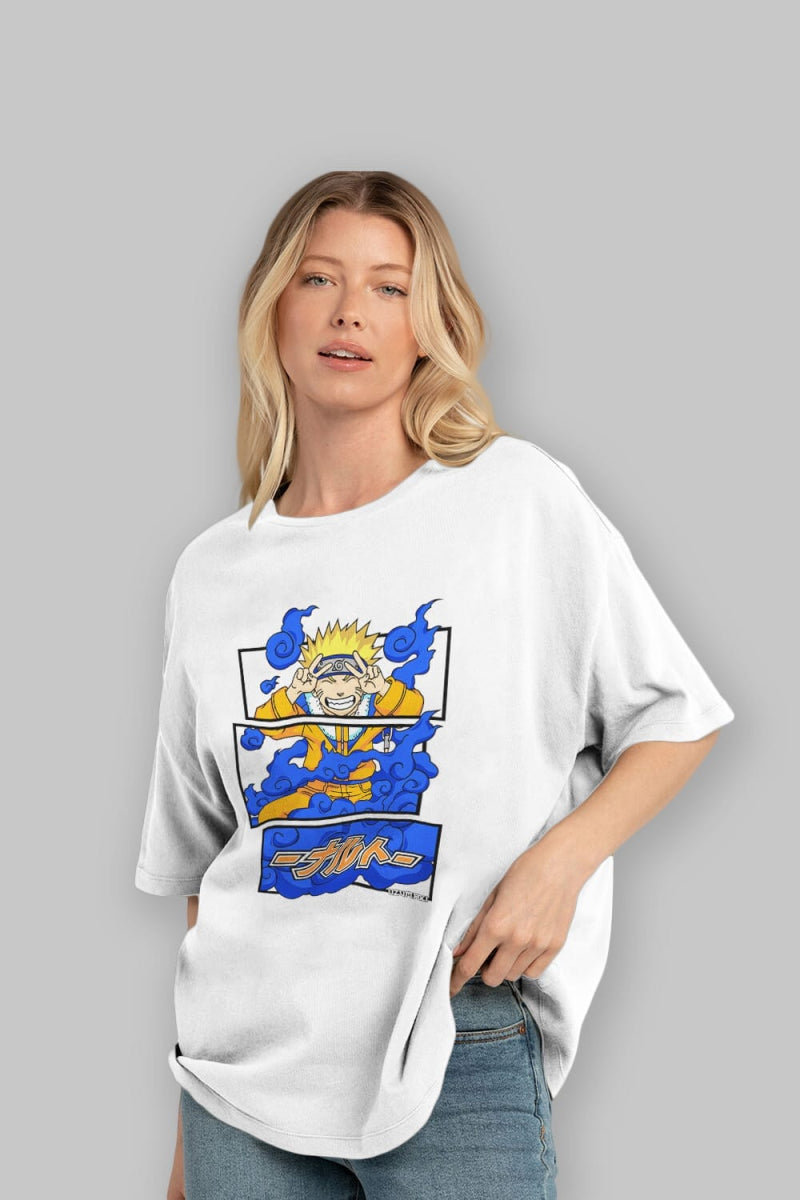 naruto uzumaki Anime Ön Baskılı Oversize t-shirt %100 pamuk Erkek Kadın Unisex - Cilexi