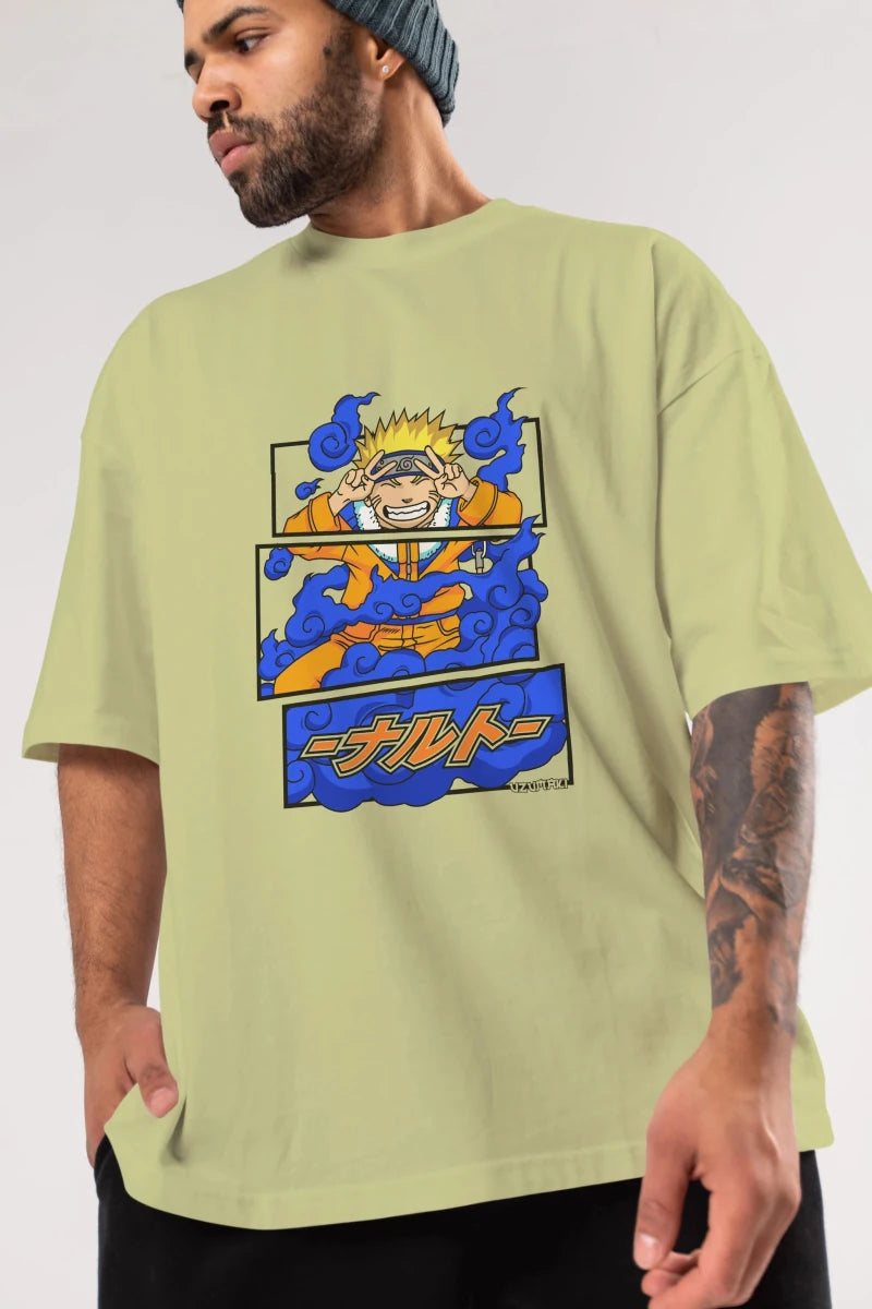 naruto uzumaki Anime Ön Baskılı Oversize t-shirt %100 pamuk Erkek Kadın Unisex - Cilexi