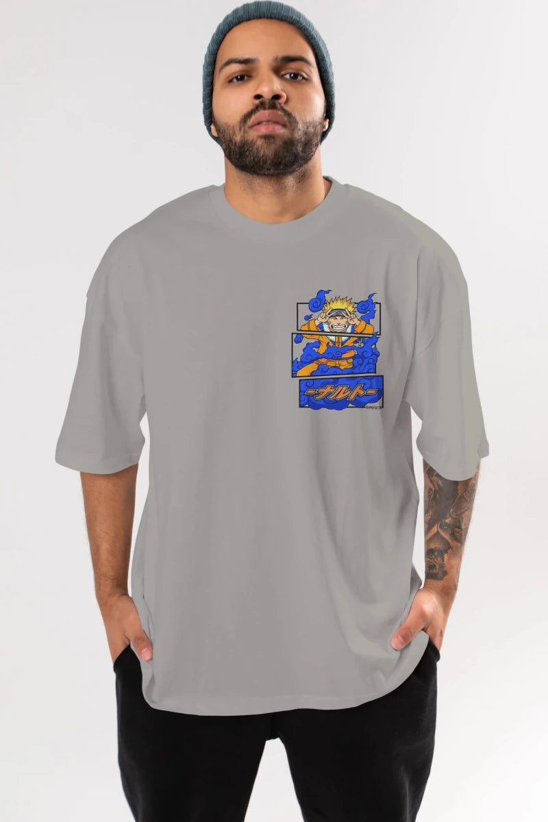 naruto uzumaki Ön Sol Baskılı Oversize t-shirt Erkek Kadın Unisex %100 Pamuk Bisiklet Yaka tişort - Cilexi
