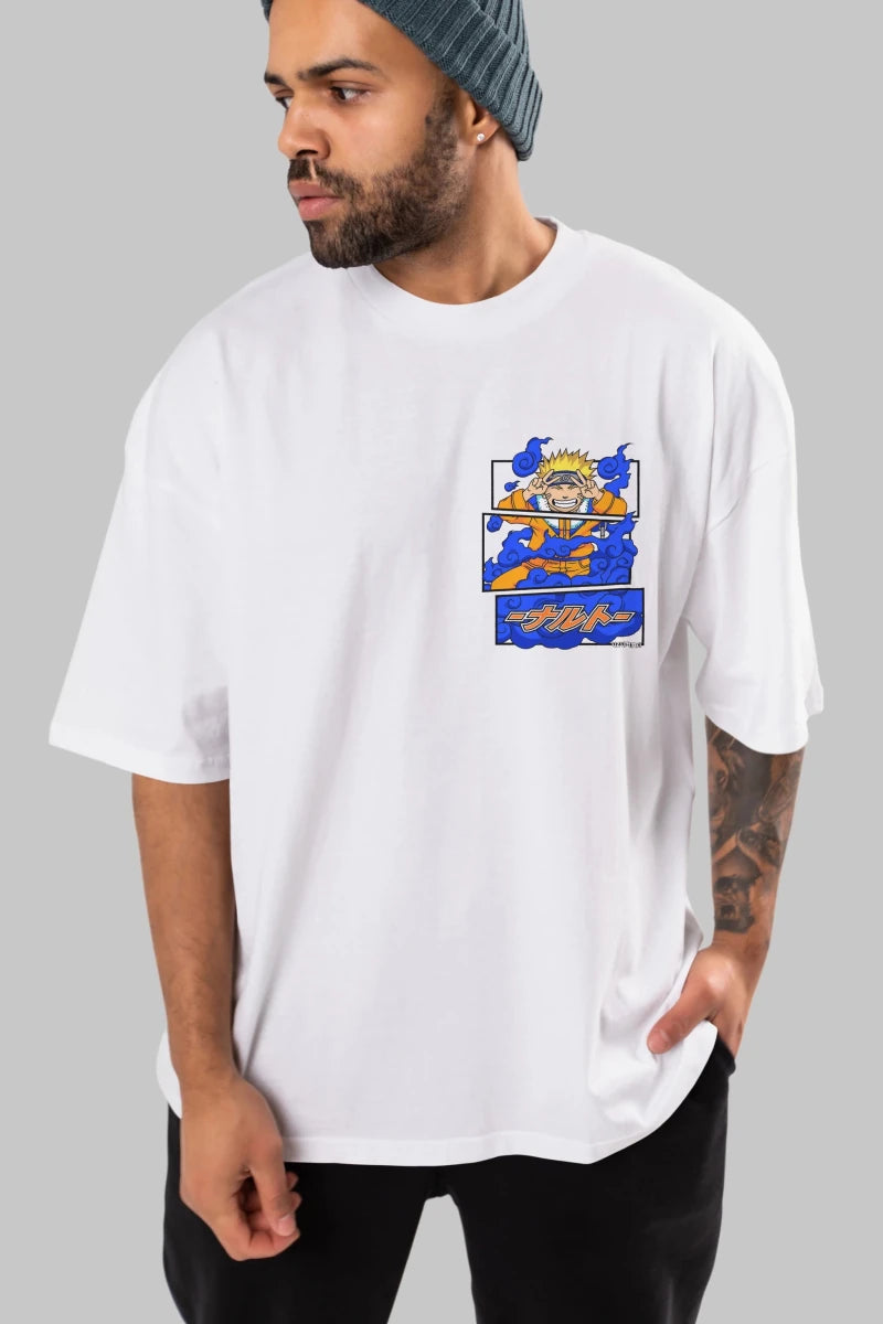 naruto uzumaki Ön Sol Baskılı Oversize t-shirt Erkek Kadın Unisex %100 Pamuk Bisiklet Yaka tişort - Cilexi