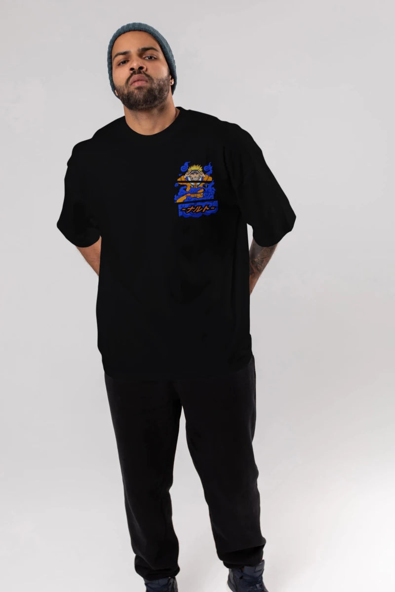 naruto uzumaki Ön Sol Baskılı Oversize t-shirt Erkek Kadın Unisex %100 Pamuk Bisiklet Yaka tişort - Cilexi