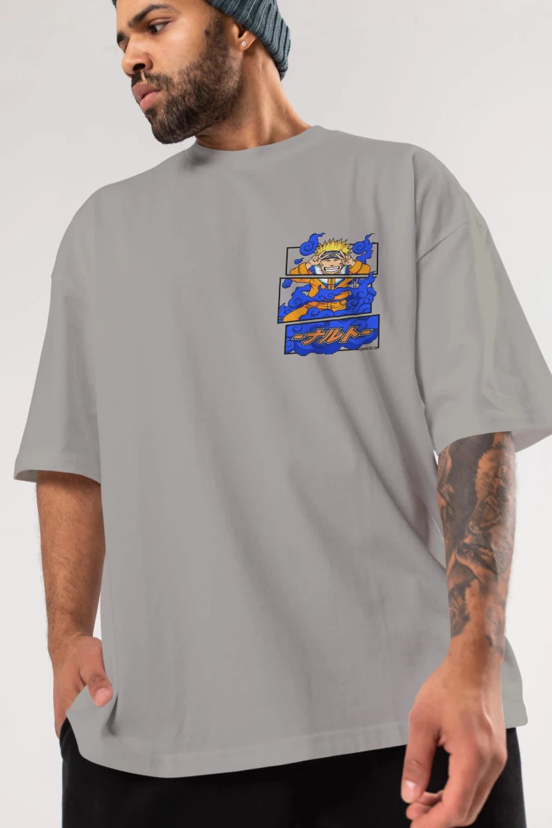 naruto uzumaki Ön Sol Baskılı Oversize t-shirt Erkek Kadın Unisex %100 Pamuk Bisiklet Yaka tişort - Cilexi