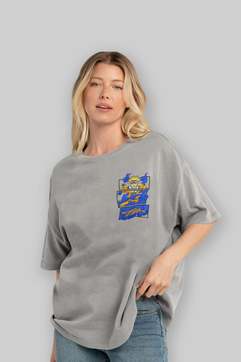 naruto uzumaki Ön Sol Baskılı Oversize t-shirt Erkek Kadın Unisex %100 Pamuk Bisiklet Yaka tişort - Cilexi