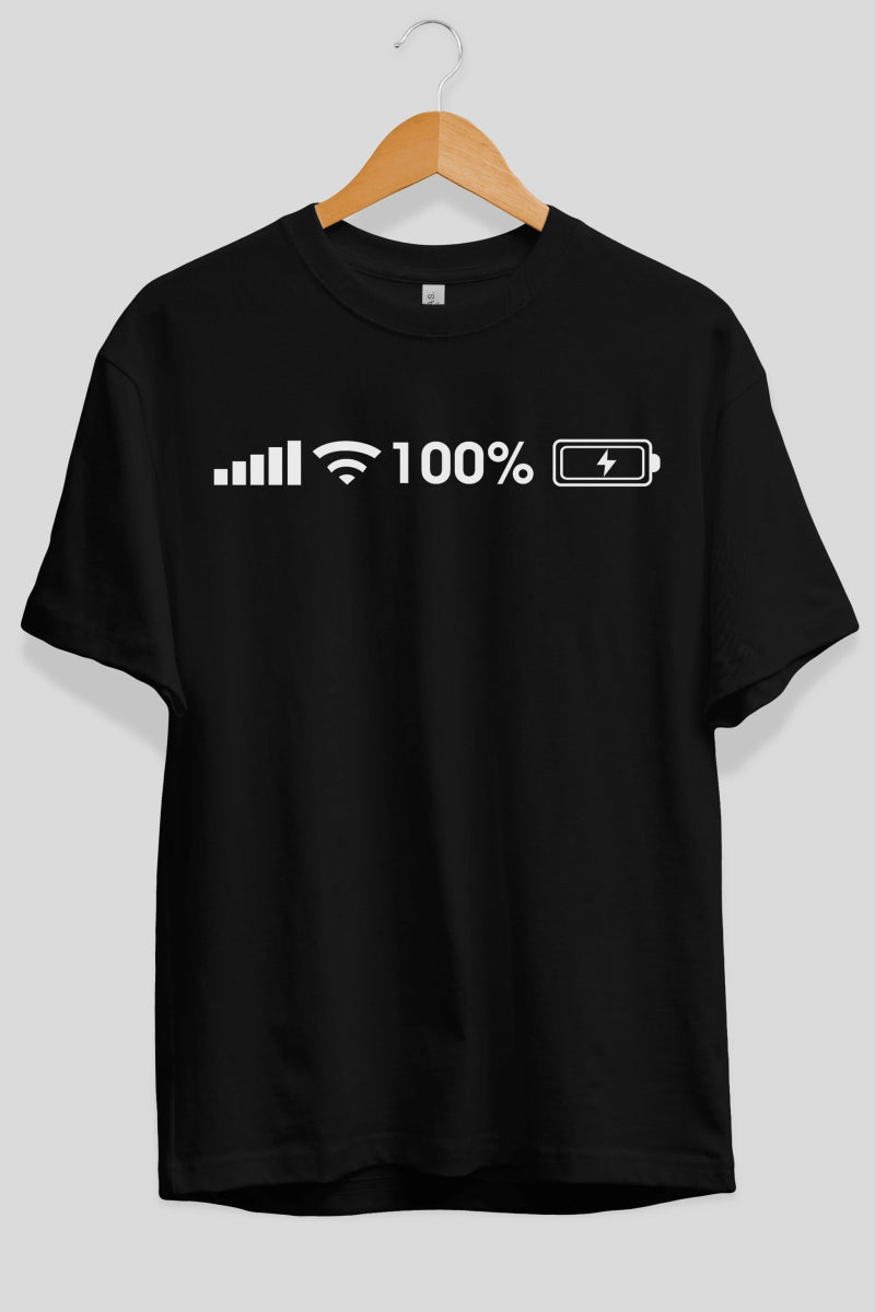 şarj wifi göstergesi Ön Baskılı Oversize t-shirt %100 pamuk Erkek Kadın Unisex - Cilexi