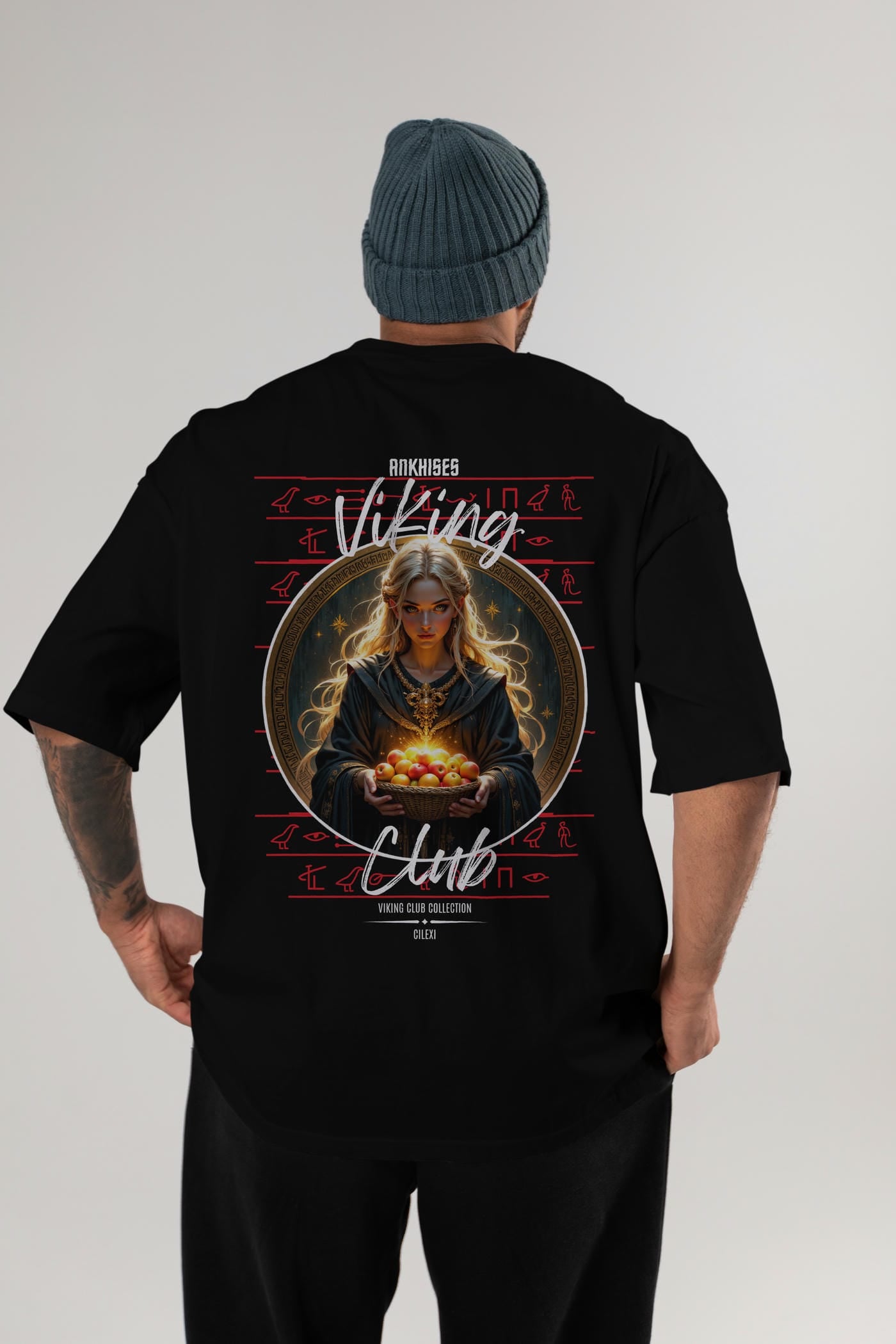 Viking Mitolojisi Serisi 16 Arka Baskılı Oversize t-shirt Erkek Kadın %100 Pamuk Bisiklet Yaka tişort