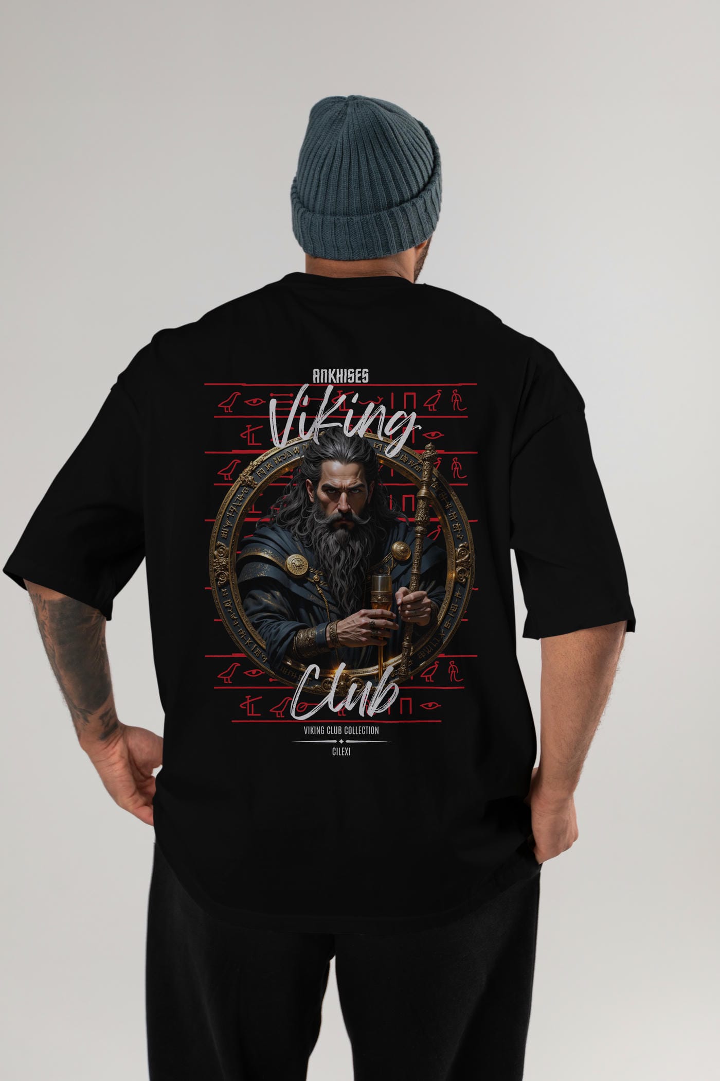 Viking Mitolojisi Serisi 20 Arka Baskılı Oversize t-shirt Erkek Kadın %100 Pamuk Bisiklet Yaka tişort