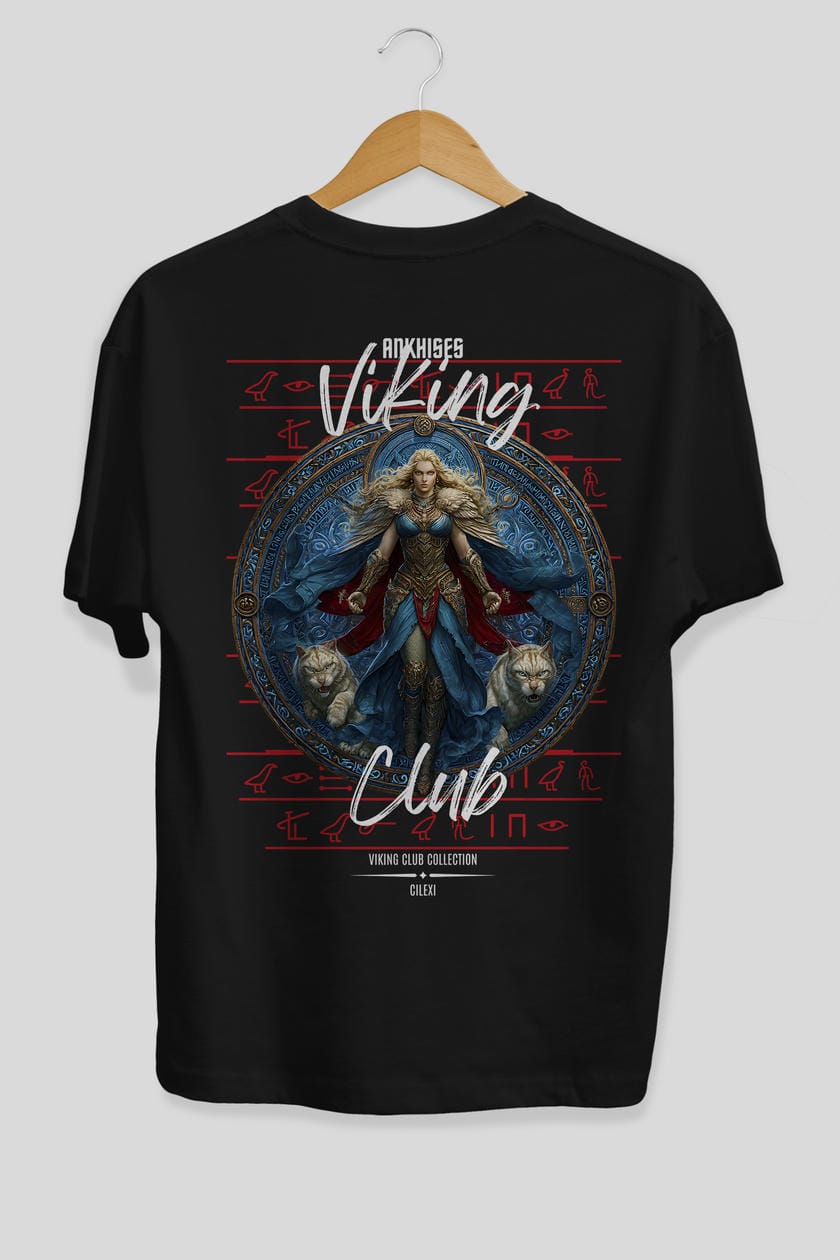 Freyja Baskılı Oversize t-shirt Erkek Kadın %100 Pamuk Bisiklet Yaka tişort