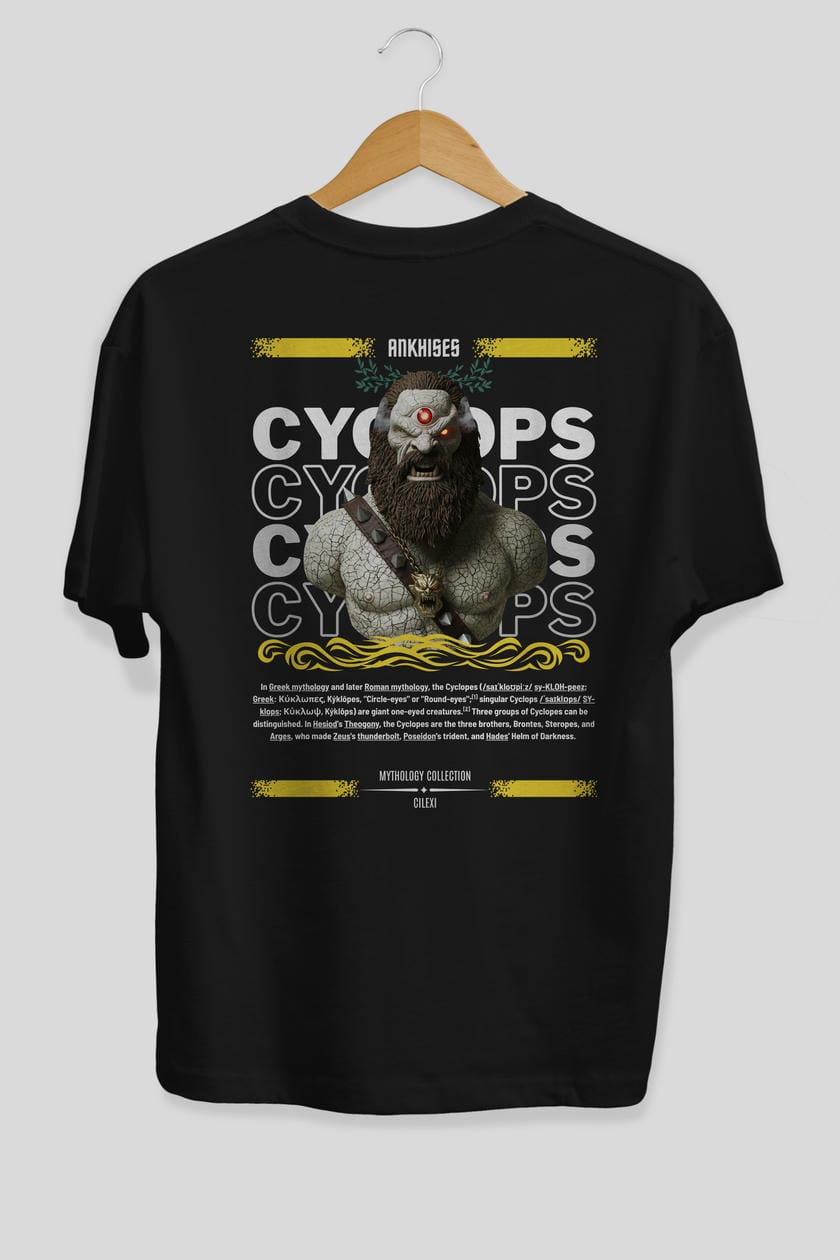 Cyclopes 1 Arka Baskılı Oversize t-shirt Erkek Kadın %100 Pamuk Bisiklet Yaka tişort