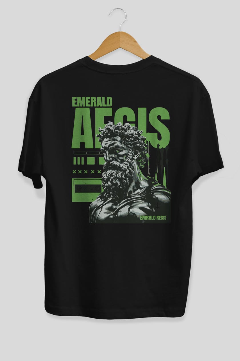 Emrald Regis Arka Baskılı Oversize t-shirt Erkek Kadın %100 Pamuk Bisiklet Yaka tişort