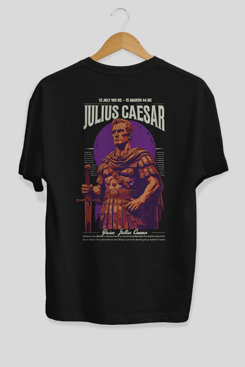 Julius Caesar Arka Baskılı Oversize t-shirt Erkek Kadın %100 Pamuk Bisiklet Yaka tişort