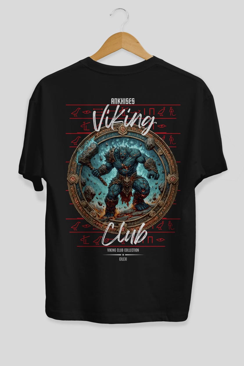 Hrungnir Baskılı Oversize t-shirt Erkek Kadın %100 Pamuk Bisiklet Yaka tişort