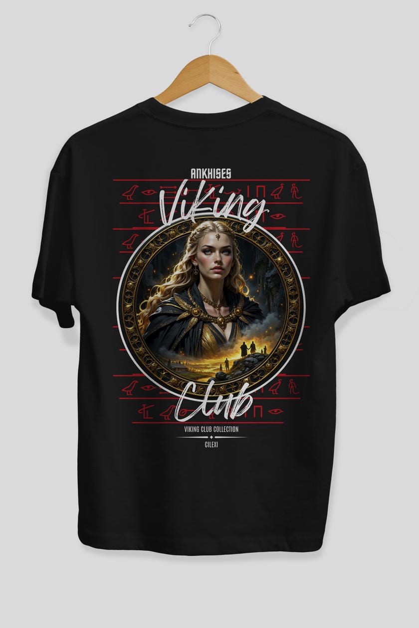 Viking Mitolojisi Serisi 1 Arka Baskılı Oversize t-shirt Erkek Kadın %100 Pamuk Bisiklet Yaka tişort
