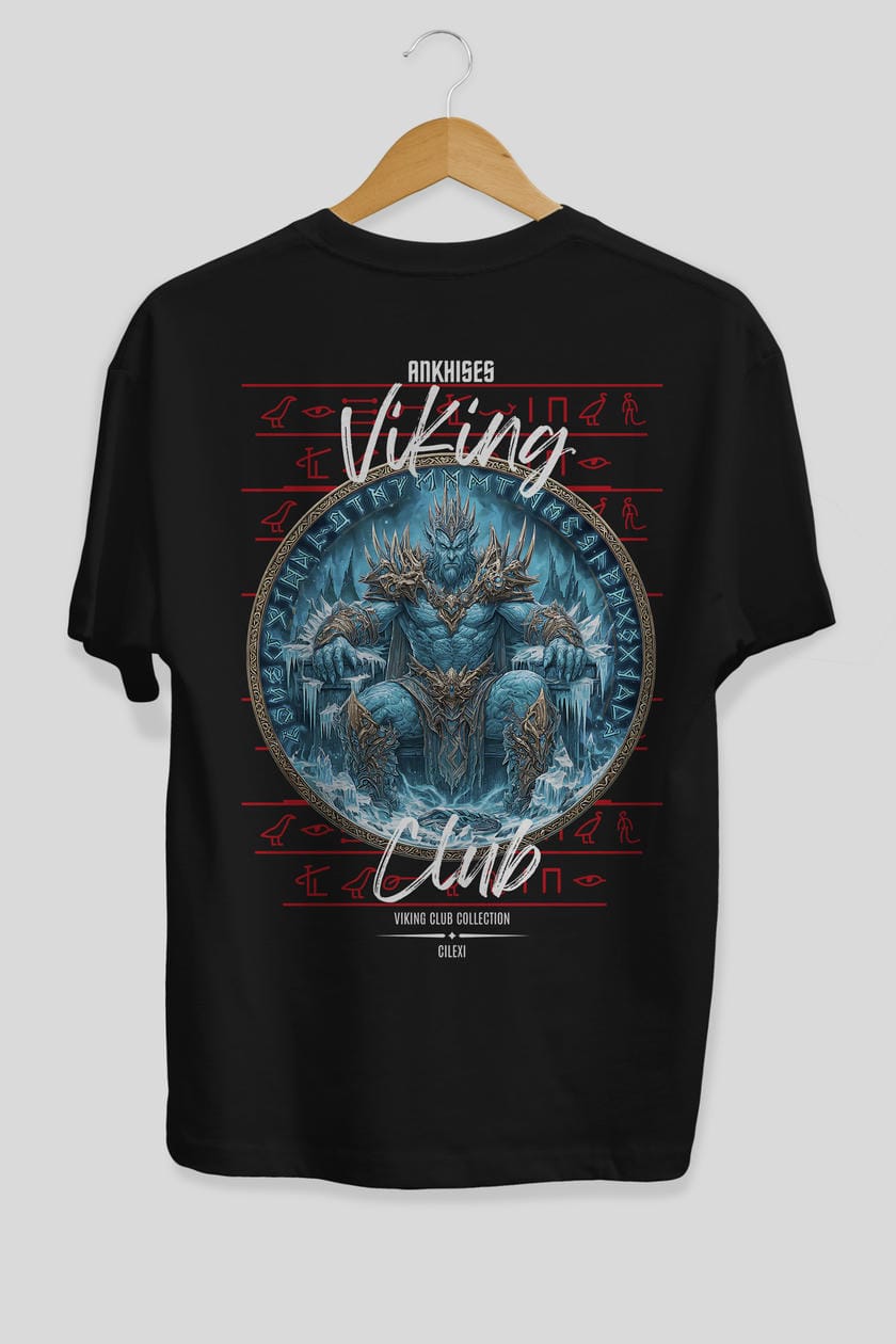 Thrym Arka Baskılı Oversize t-shirt Erkek Kadın %100 Pamuk Bisiklet Yaka tişort