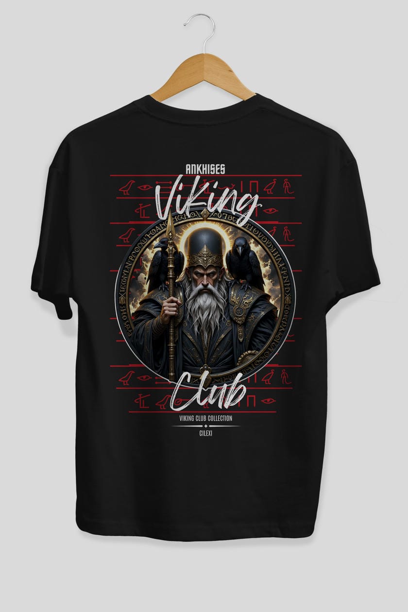 Odin 1 Arka Baskılı Oversize t-shirt Erkek Kadın %100 Pamuk Bisiklet Yaka tişort
