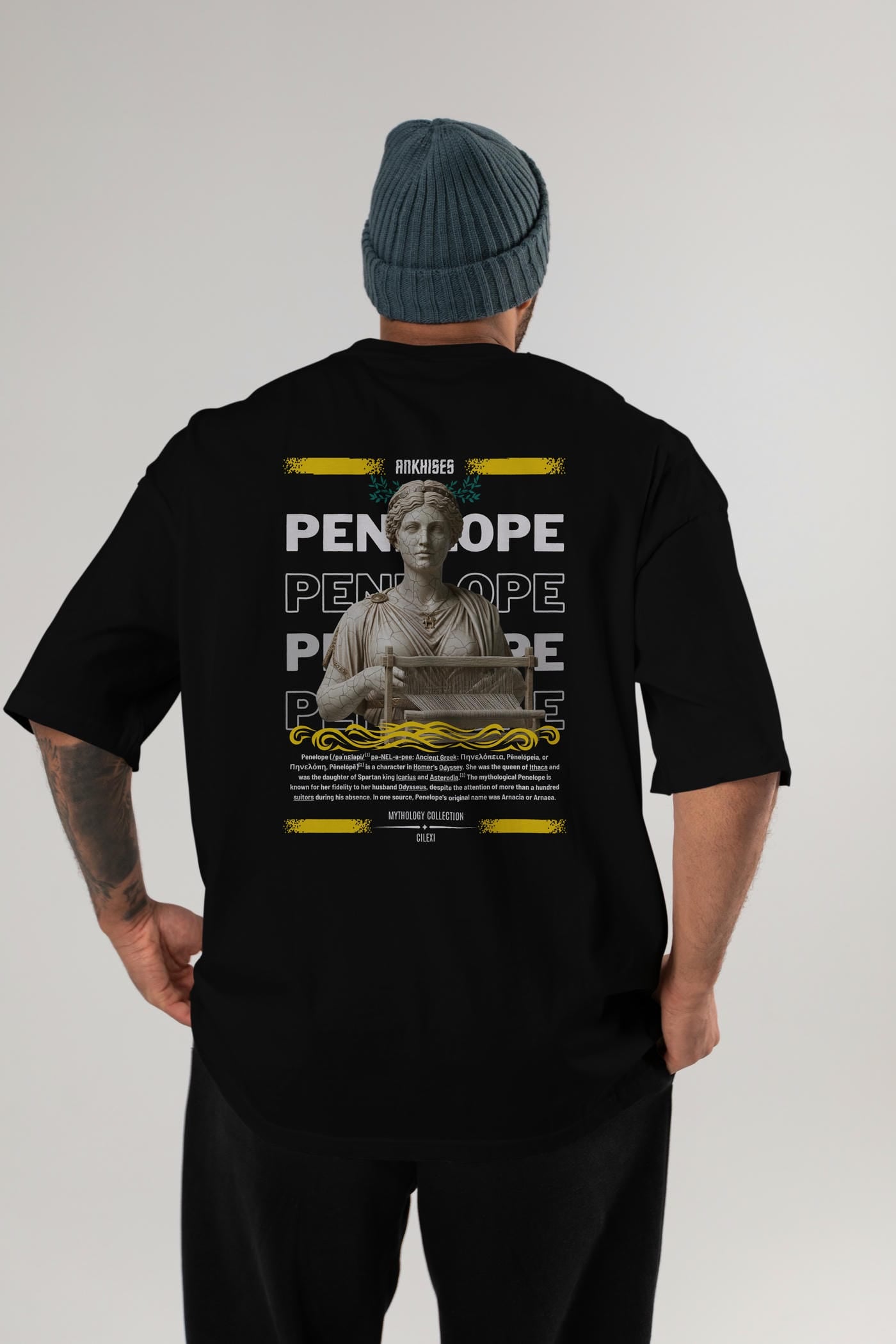 Penelope 2 Arka Baskılı Oversize t-shirt Erkek Kadın %100 Pamuk Bisiklet Yaka tişort