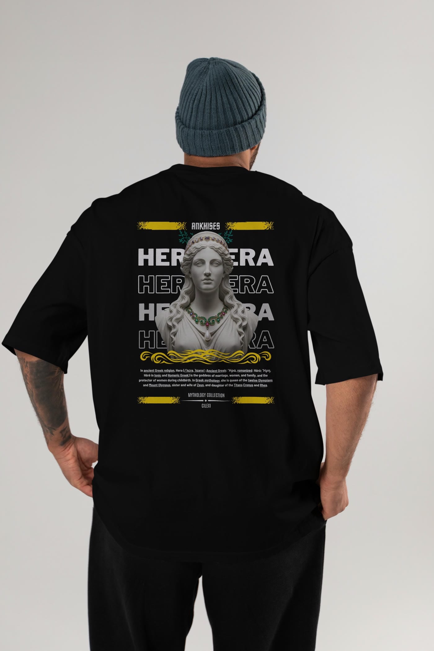 Hera 1 Arka Baskılı Oversize t-shirt Erkek Kadın %100 Pamuk Bisiklet Yaka tişort
