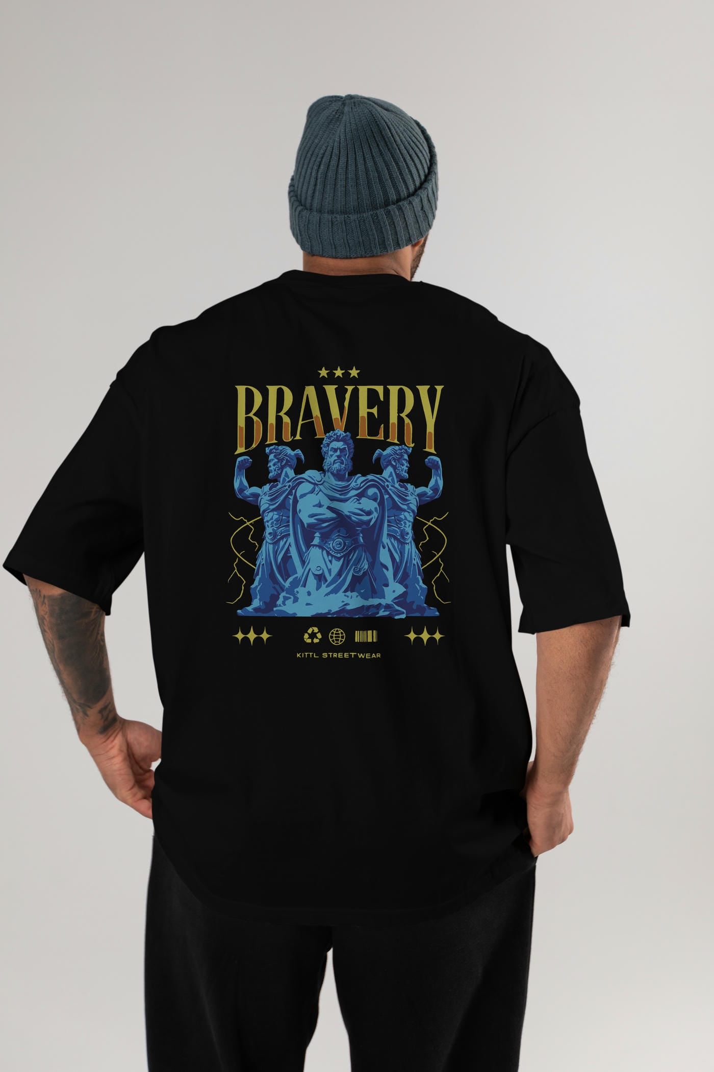 Bravery Arka Baskılı Oversize t-shirt Erkek Kadın %100 Pamuk Bisiklet Yaka tişort