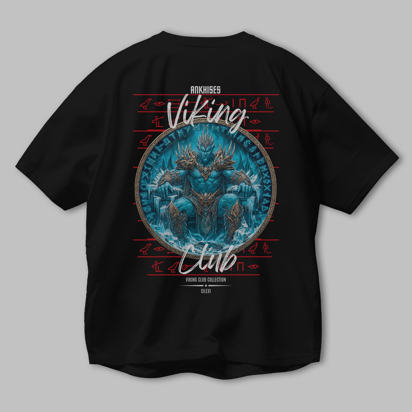 Thrym Arka Baskılı Oversize t-shirt Erkek Kadın %100 Pamuk Bisiklet Yaka tişort