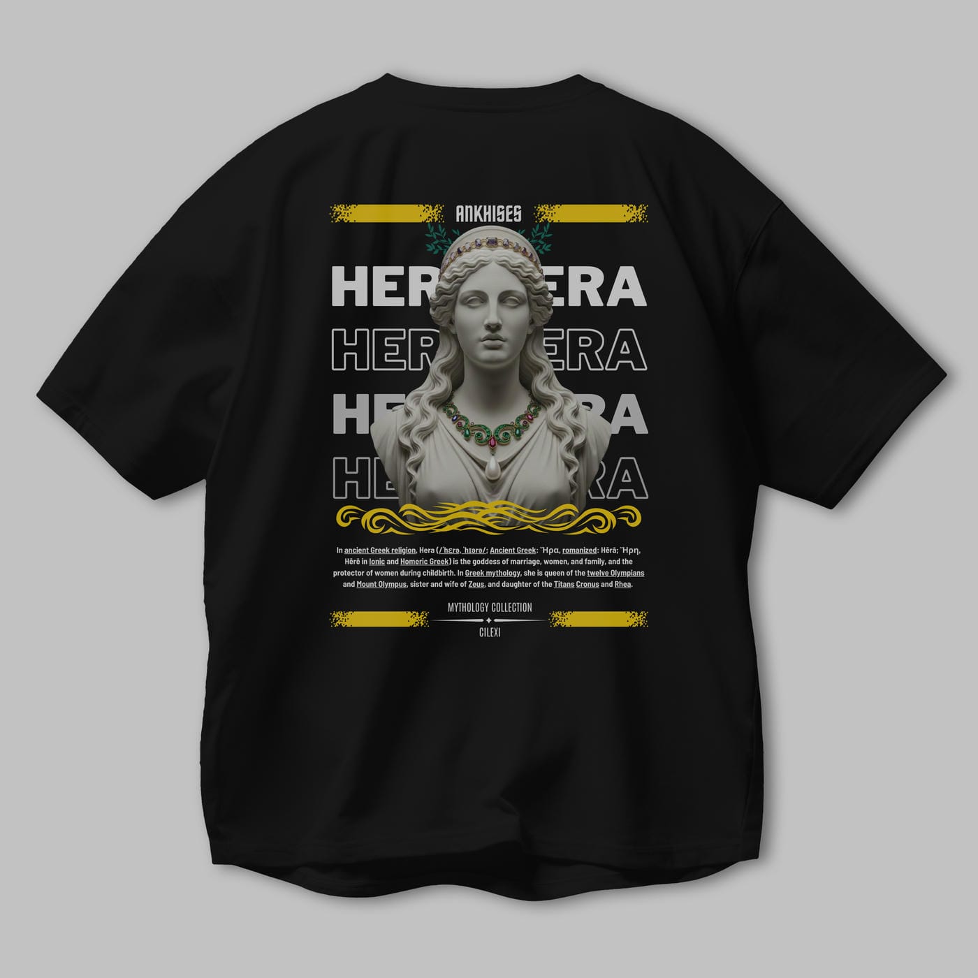 Hera 1 Arka Baskılı Oversize t-shirt Erkek Kadın %100 Pamuk Bisiklet Yaka tişort