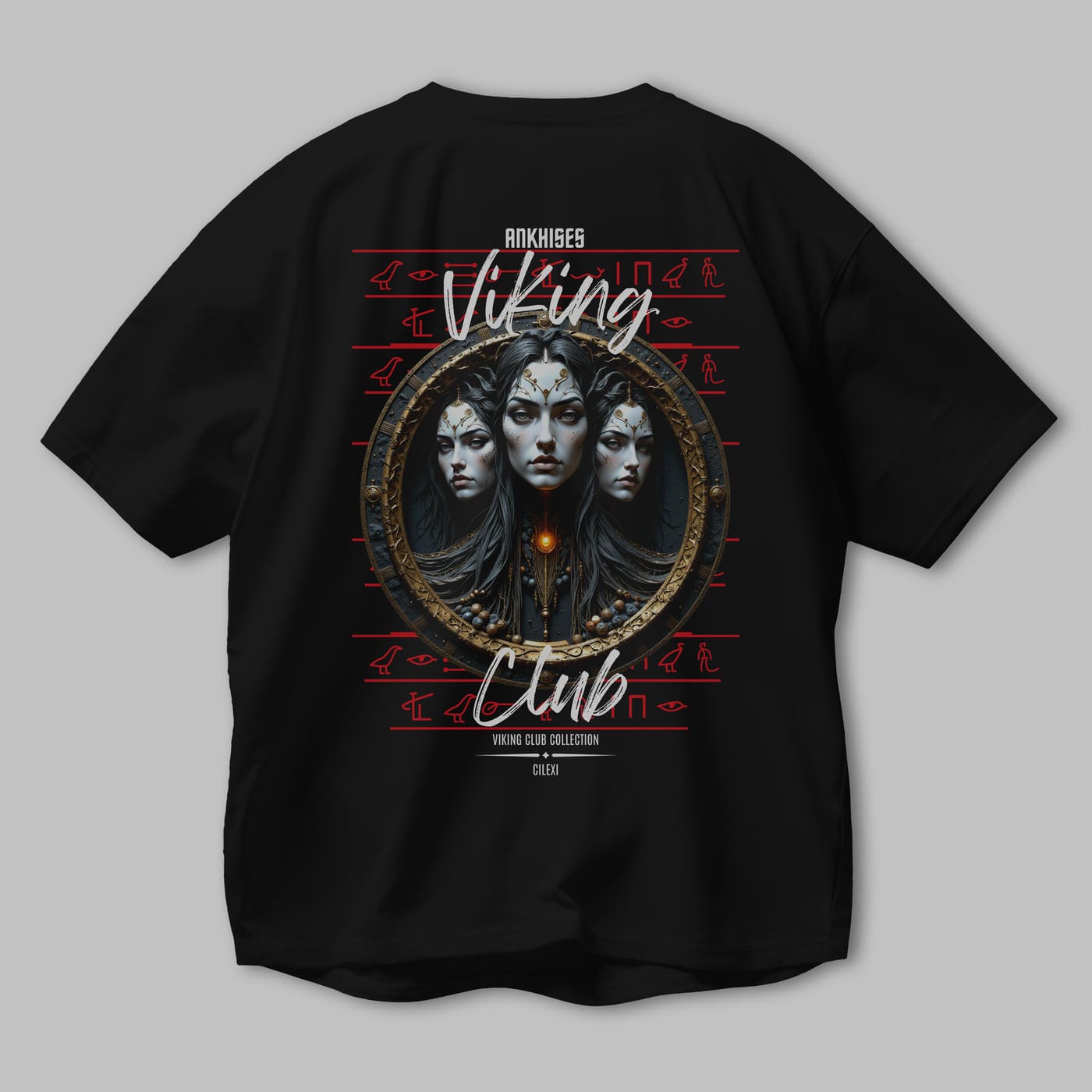 Viking Mitolojisi Serisi 23 Arka Baskılı Oversize t-shirt Erkek Kadın %100 Pamuk Bisiklet Yaka tişort