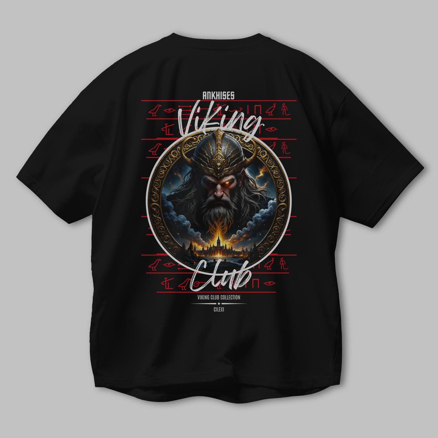 Odin 2 Arka Baskılı Oversize t-shirt Erkek Kadın %100 Pamuk Bisiklet Yaka tişort