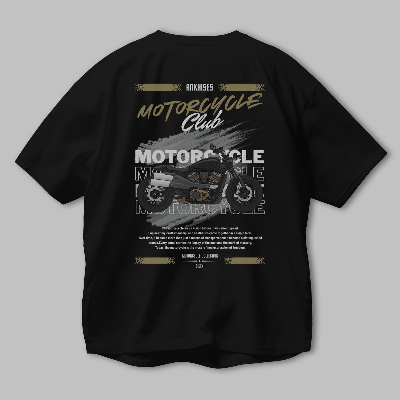 Motosiklet Serisi 29 Arka Baskılı Oversize t-shirt Erkek Kadın %100 Pamuk Bisiklet Yaka tişort