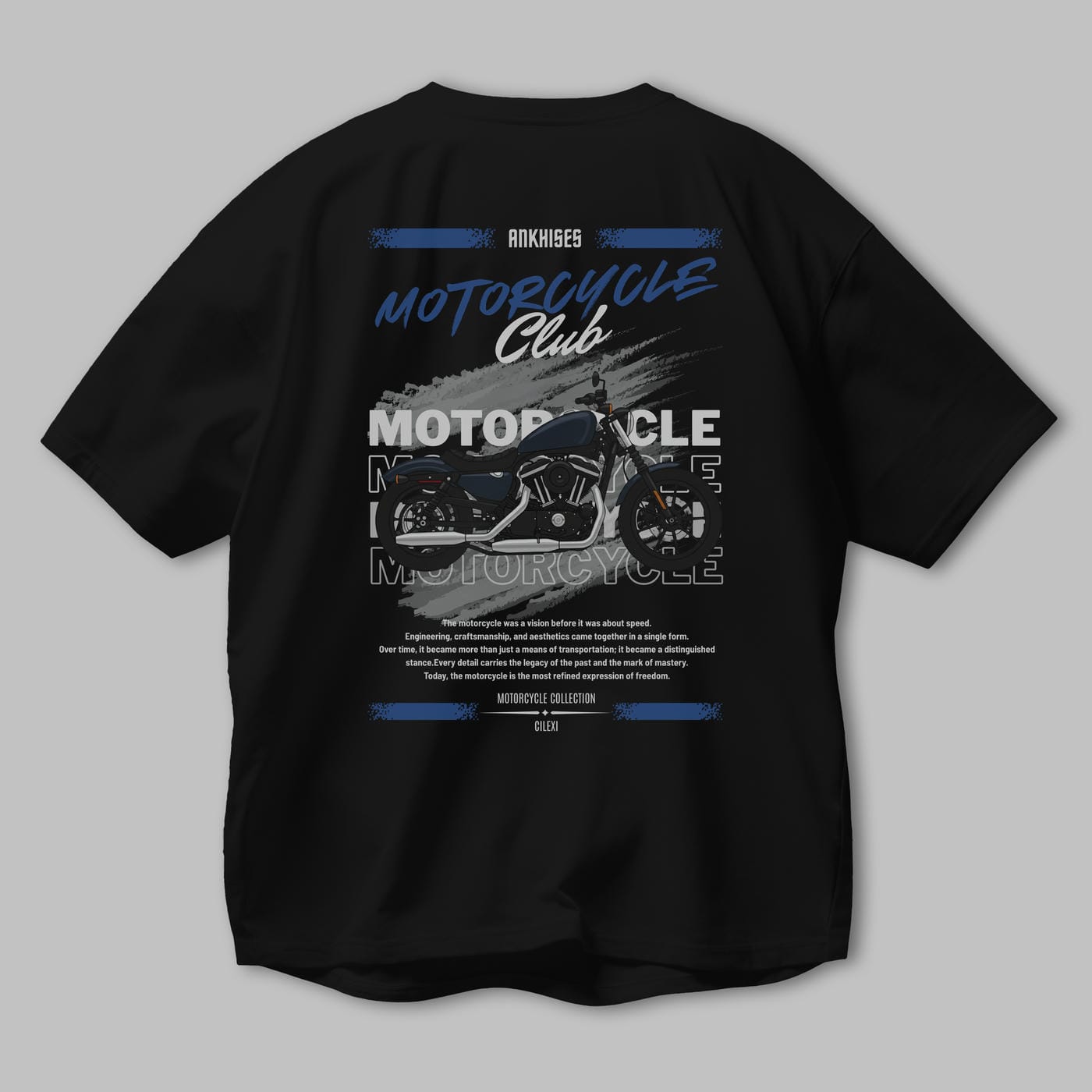 Motosiklet Serisi 30 Arka Baskılı Oversize t-shirt Erkek Kadın %100 Pamuk Bisiklet Yaka tişort