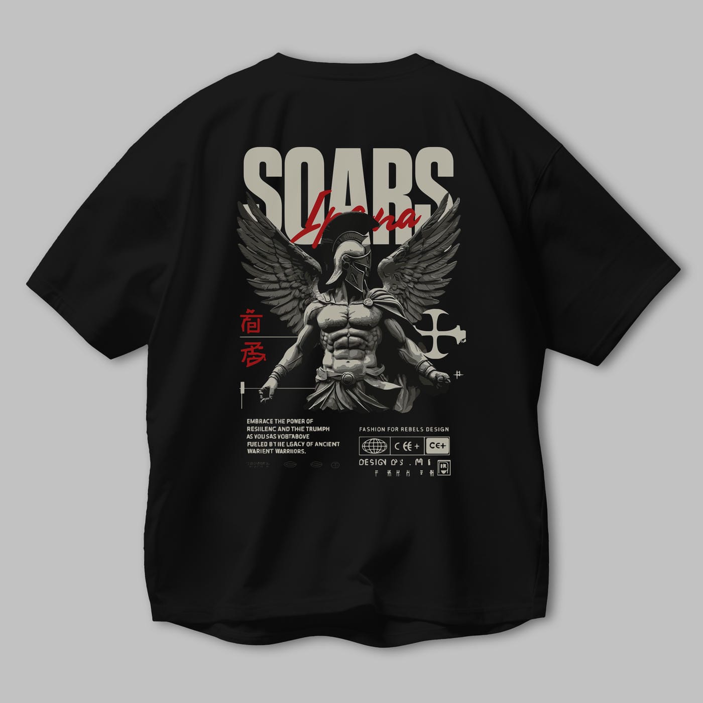 Soars Arka Baskılı Oversize t-shirt Erkek Kadın %100 Pamuk Bisiklet Yaka tişort
