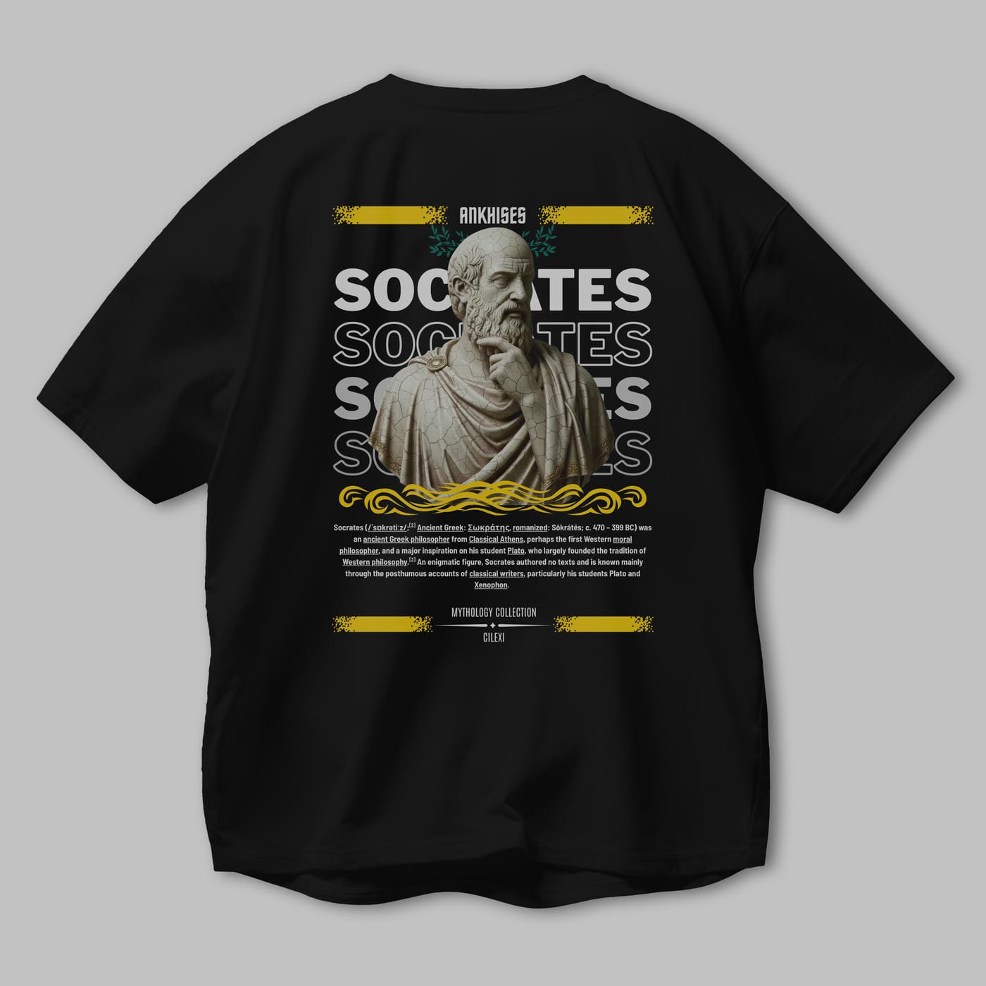 Socrates Arka Baskılı Oversize t-shirt Erkek Kadın %100 Pamuk Bisiklet Yaka tişort