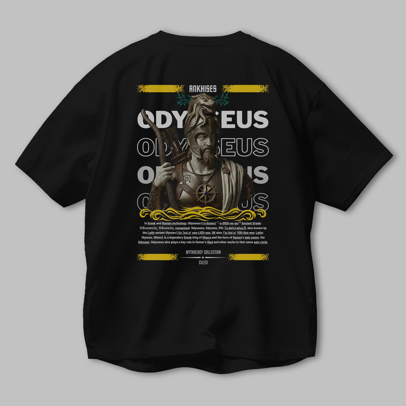 Odysseus 2 Arka Baskılı Oversize t-shirt Erkek Kadın %100 Pamuk Bisiklet Yaka tişort