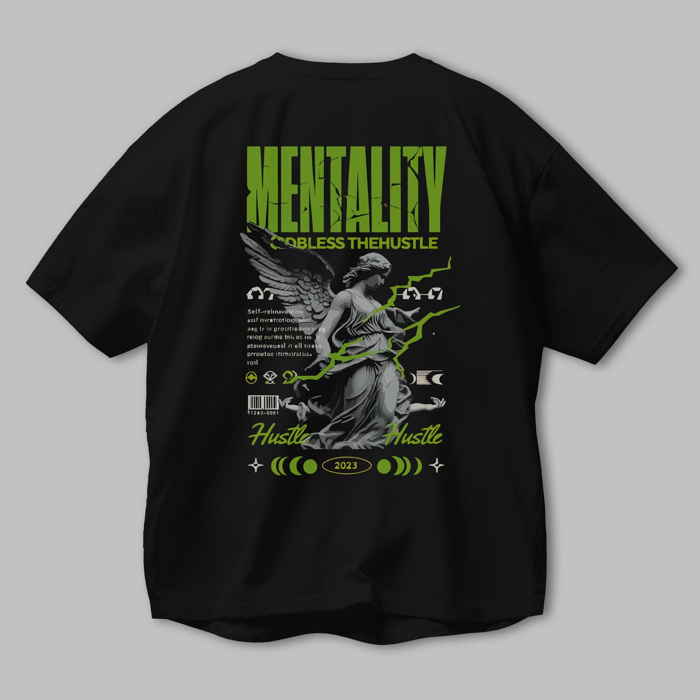 Mentality Arka Baskılı Oversize t-shirt Erkek Kadın %100 Pamuk Bisiklet Yaka tişort