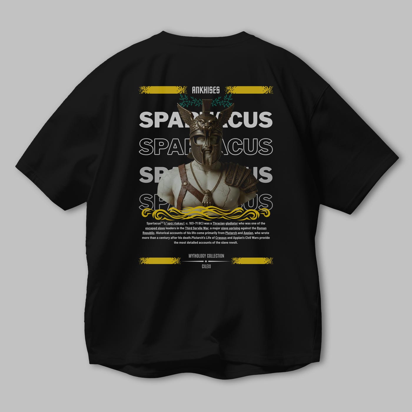 Spartacus 1 Arka Baskılı Oversize t-shirt Erkek Kadın %100 Pamuk Bisiklet Yaka tişort