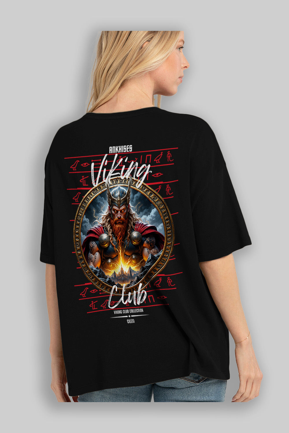 Thor 1 Arka Baskılı Oversize t-shirt Erkek Kadın %100 Pamuk Bisiklet Yaka tişort