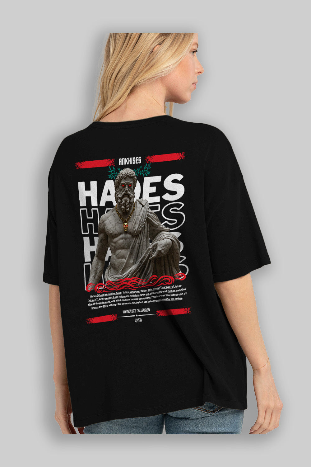 Hades 3 Arka Baskılı Oversize t-shirt Erkek Kadın %100 Pamuk Bisiklet Yaka tişort