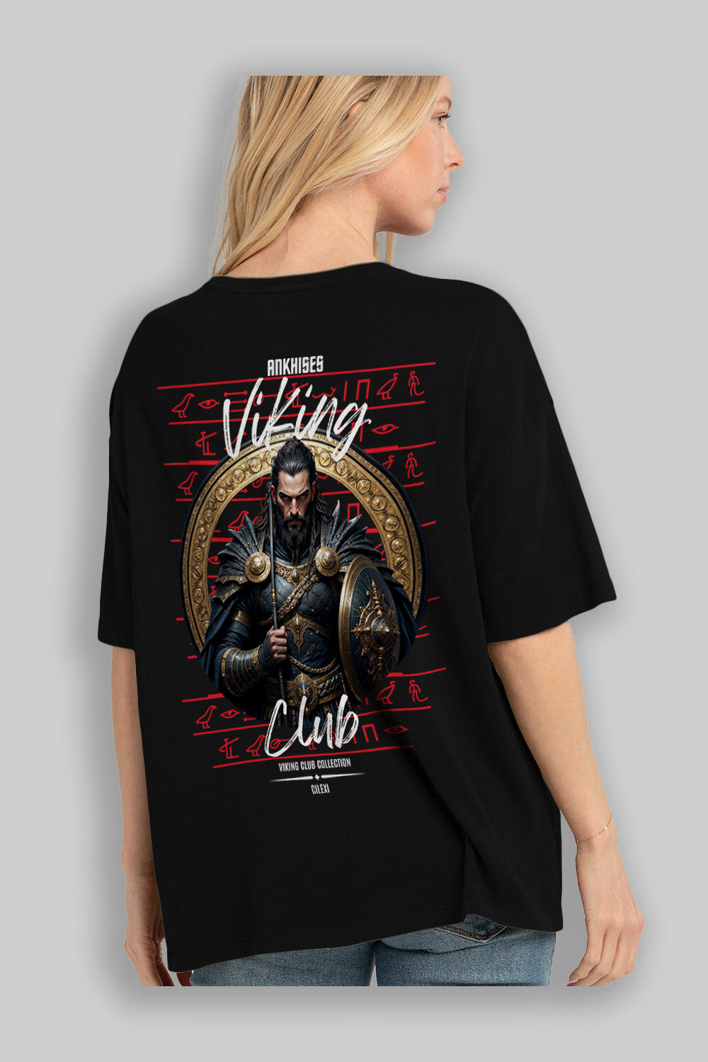 Viking Mitolojisi Serisi 6 Arka Baskılı Oversize t-shirt Erkek Kadın %100 Pamuk Bisiklet Yaka tişort