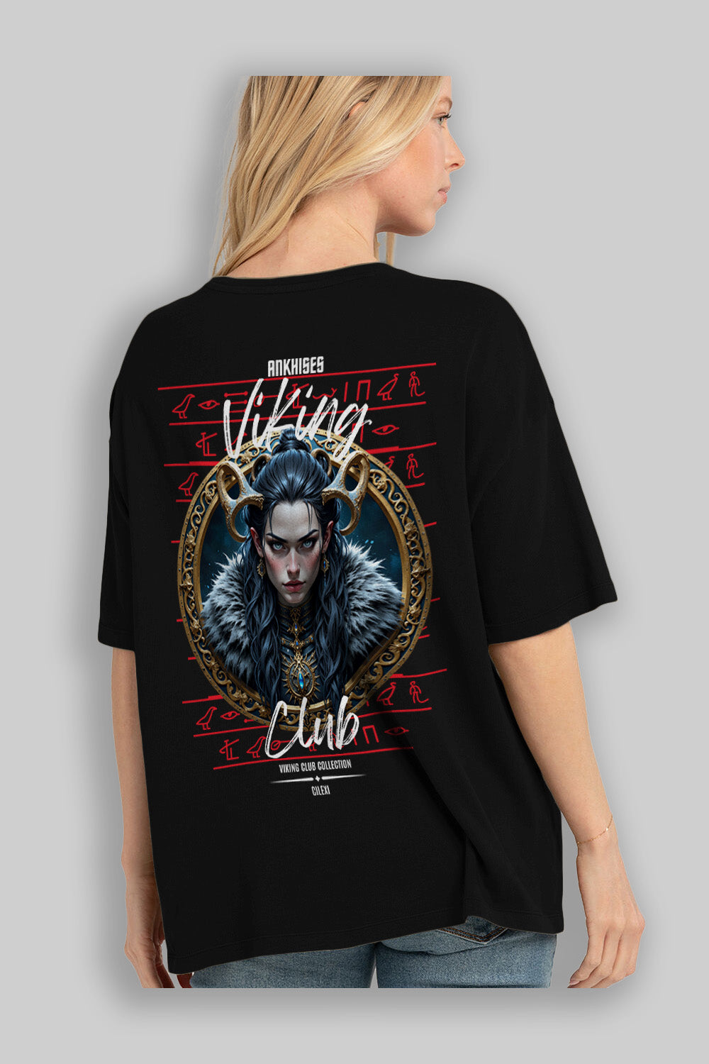 Viking Mitolojisi Serisi 18 Arka Baskılı Oversize t-shirt Erkek Kadın %100 Pamuk Bisiklet Yaka tişort