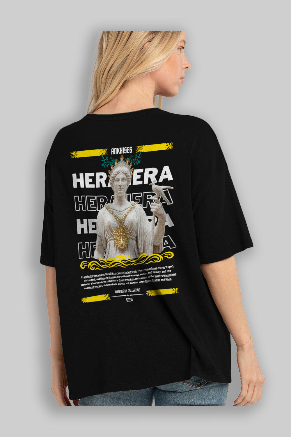 Hera 2 Arka Baskılı Oversize t-shirt Erkek Kadın %100 Pamuk Bisiklet Yaka tişort