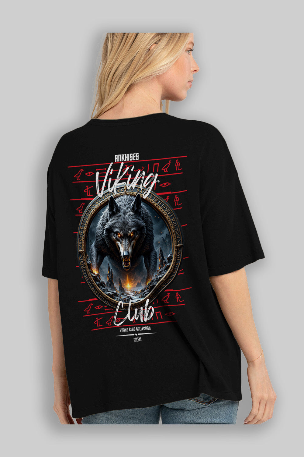 Viking Mitolojisi Serisi 28 Arka Baskılı Oversize t-shirt Erkek Kadın %100 Pamuk Bisiklet Yaka tişort
