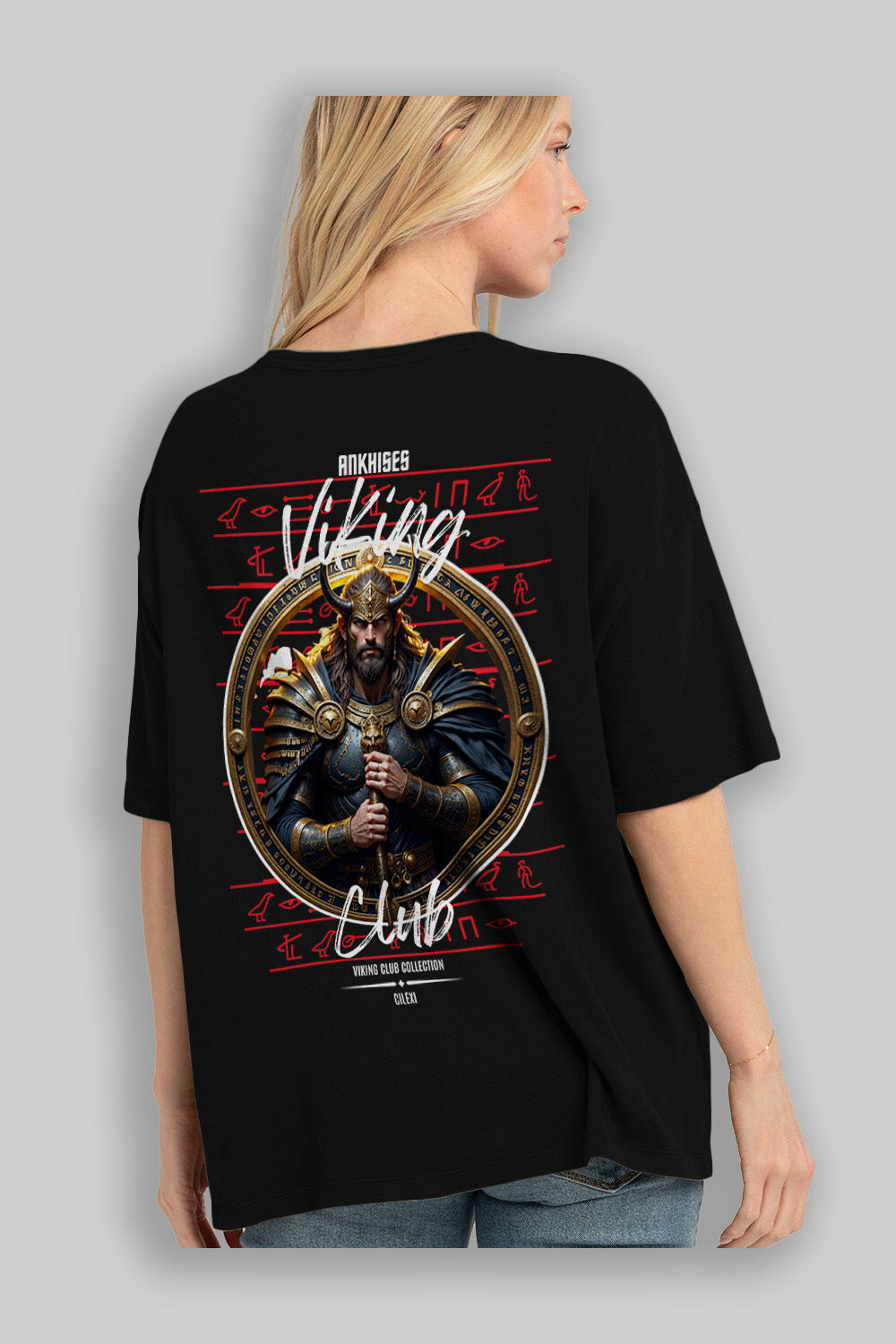 Viking Mitolojisi Serisi 8 Arka Baskılı Oversize t-shirt Erkek Kadın %100 Pamuk Bisiklet Yaka tişort
