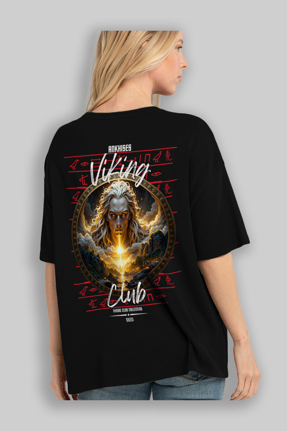 Viking Mitolojisi Serisi 15 Arka Baskılı Oversize t-shirt Erkek Kadın %100 Pamuk Bisiklet Yaka tişort