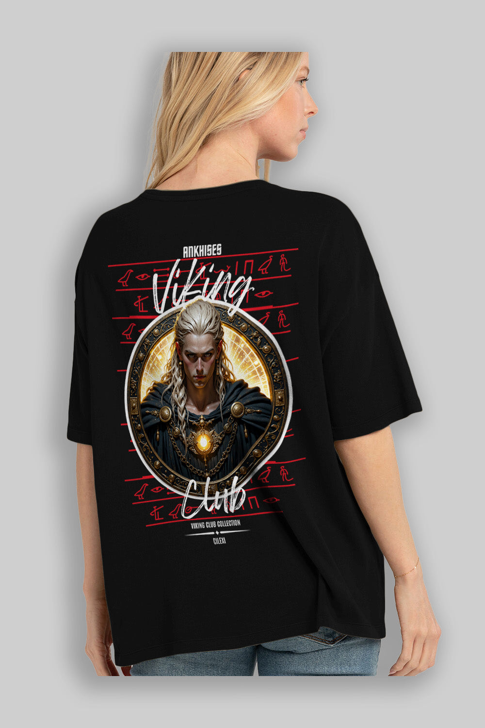 Viking Mitolojisi Serisi 14 Arka Baskılı Oversize t-shirt Erkek Kadın %100 Pamuk Bisiklet Yaka tişort