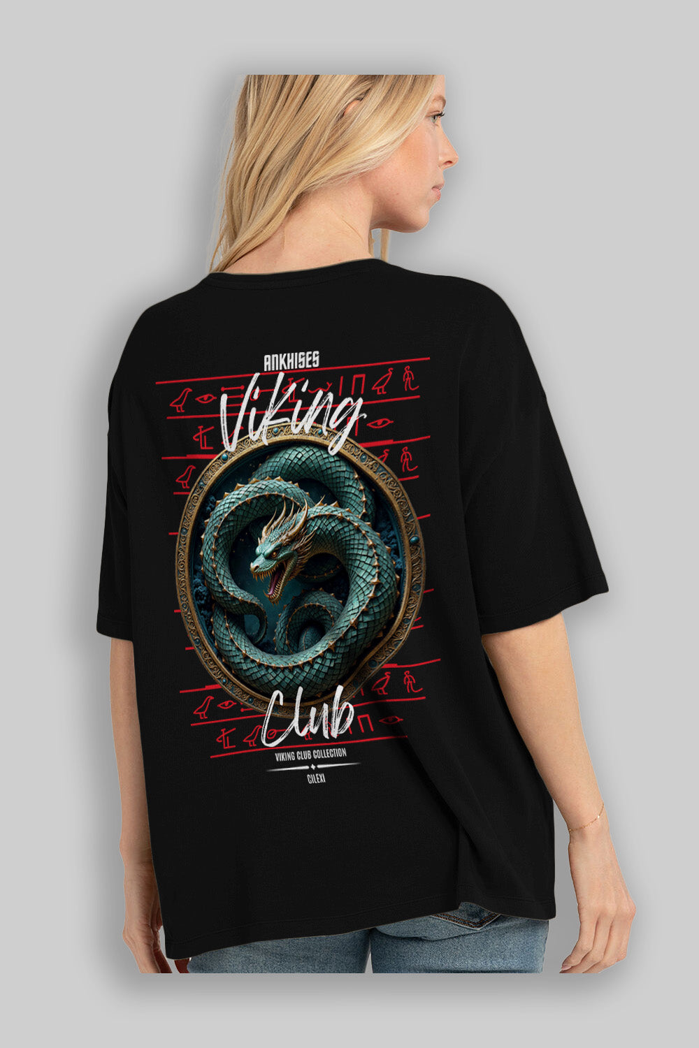 Viking Mitolojisi Serisi 25 Arka Baskılı Oversize t-shirt Erkek Kadın %100 Pamuk Bisiklet Yaka tişort