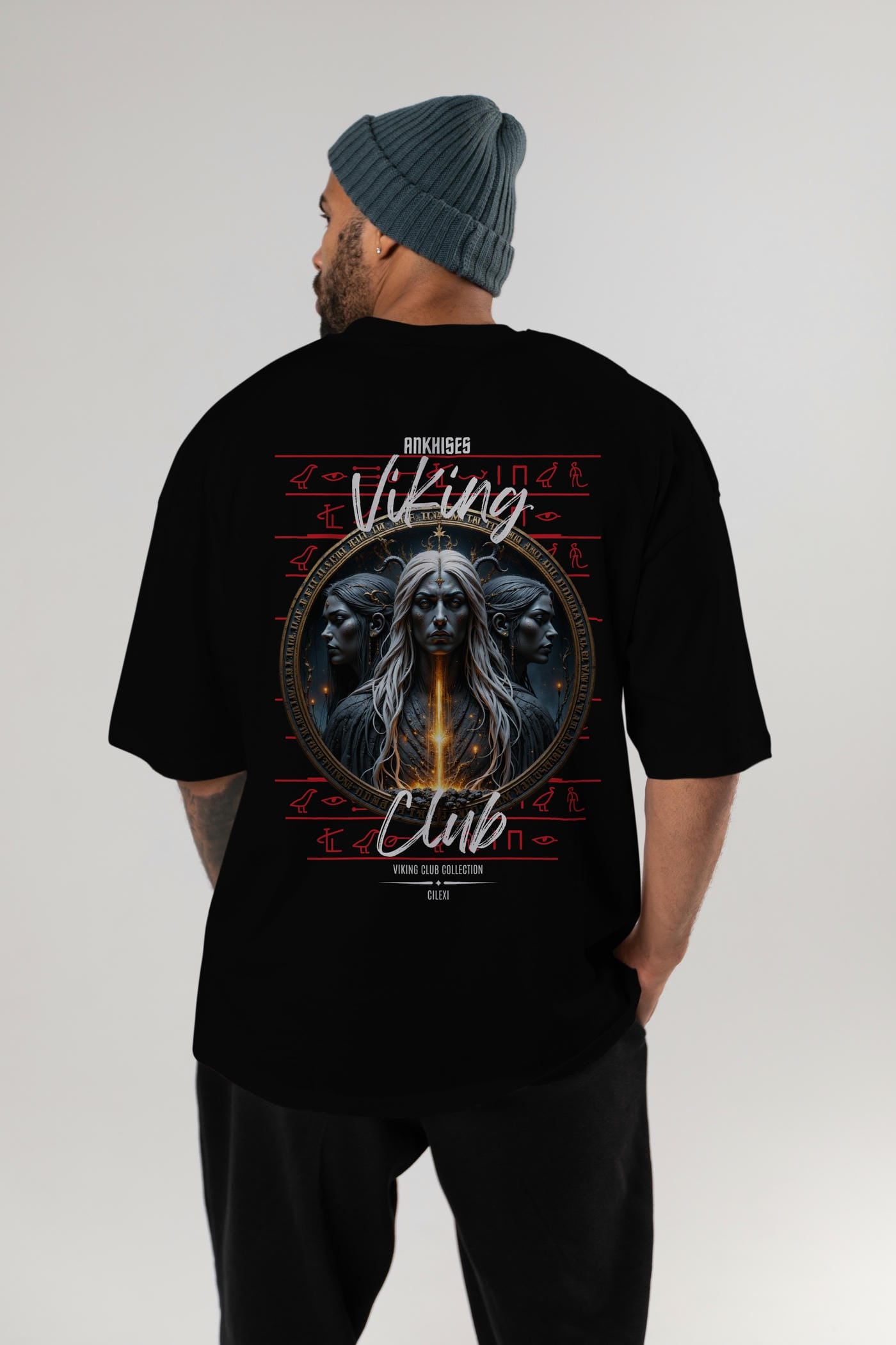 Viking Mitolojisi Serisi 24 Arka Baskılı Oversize t-shirt Erkek Kadın %100 Pamuk Bisiklet Yaka tişort