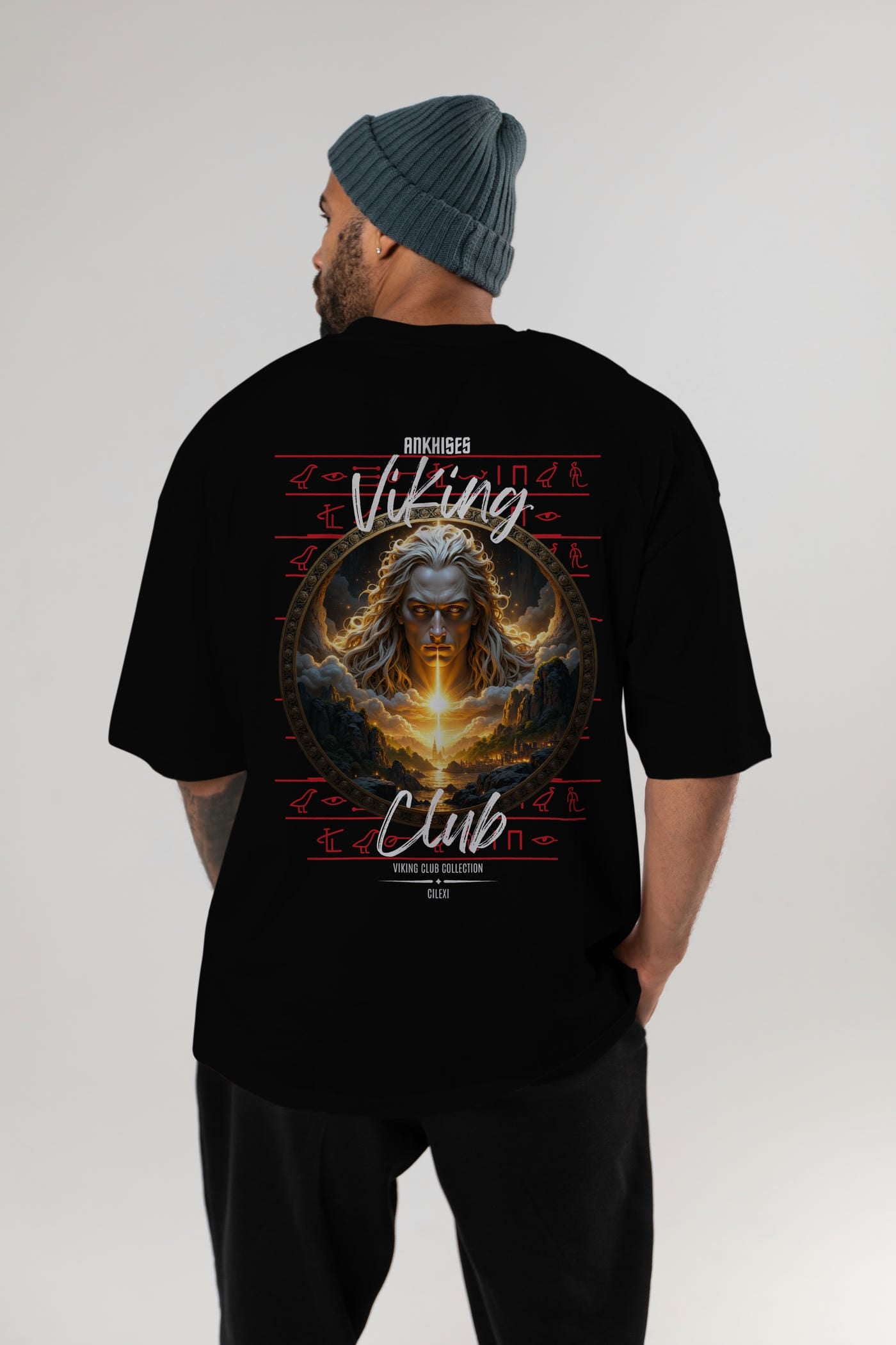 Viking Mitolojisi Serisi 15 Arka Baskılı Oversize t-shirt Erkek Kadın %100 Pamuk Bisiklet Yaka tişort