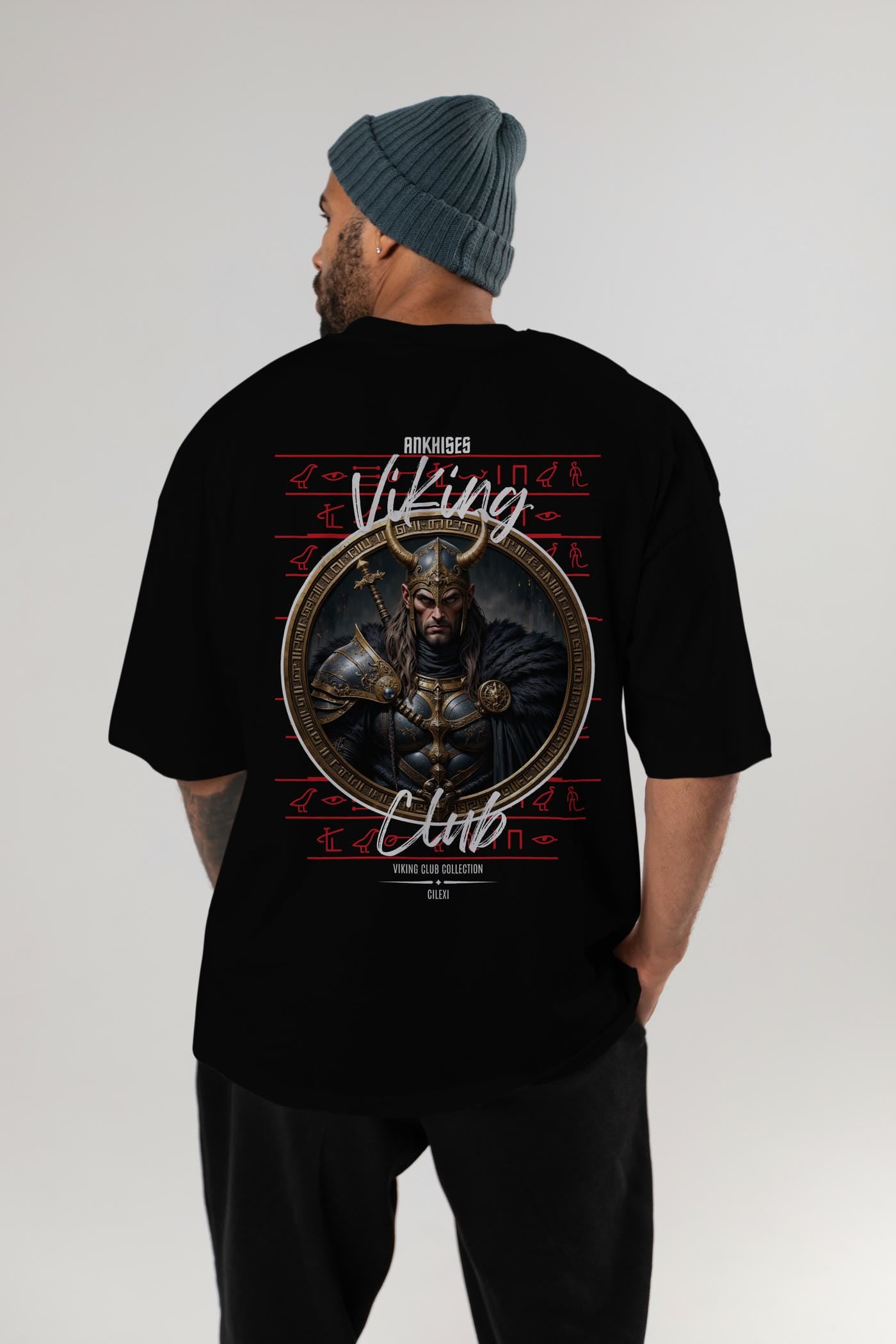 Viking Mitolojisi Serisi 21 Arka Baskılı Oversize t-shirt Erkek Kadın %100 Pamuk Bisiklet Yaka tişort