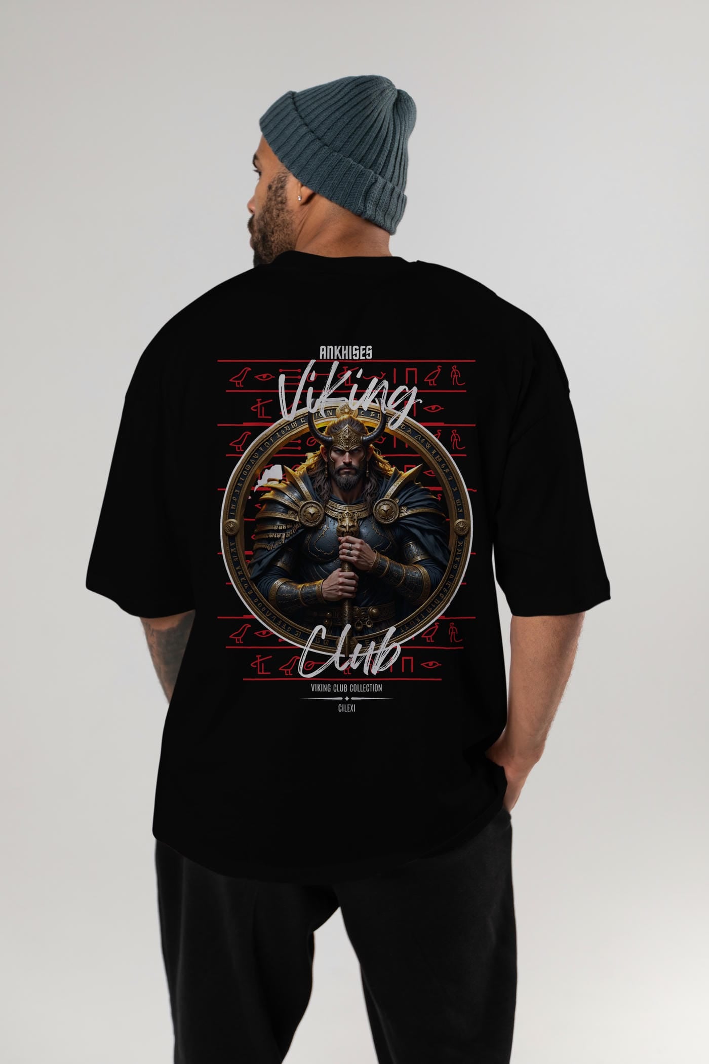 Viking Mitolojisi Serisi 8 Arka Baskılı Oversize t-shirt Erkek Kadın %100 Pamuk Bisiklet Yaka tişort