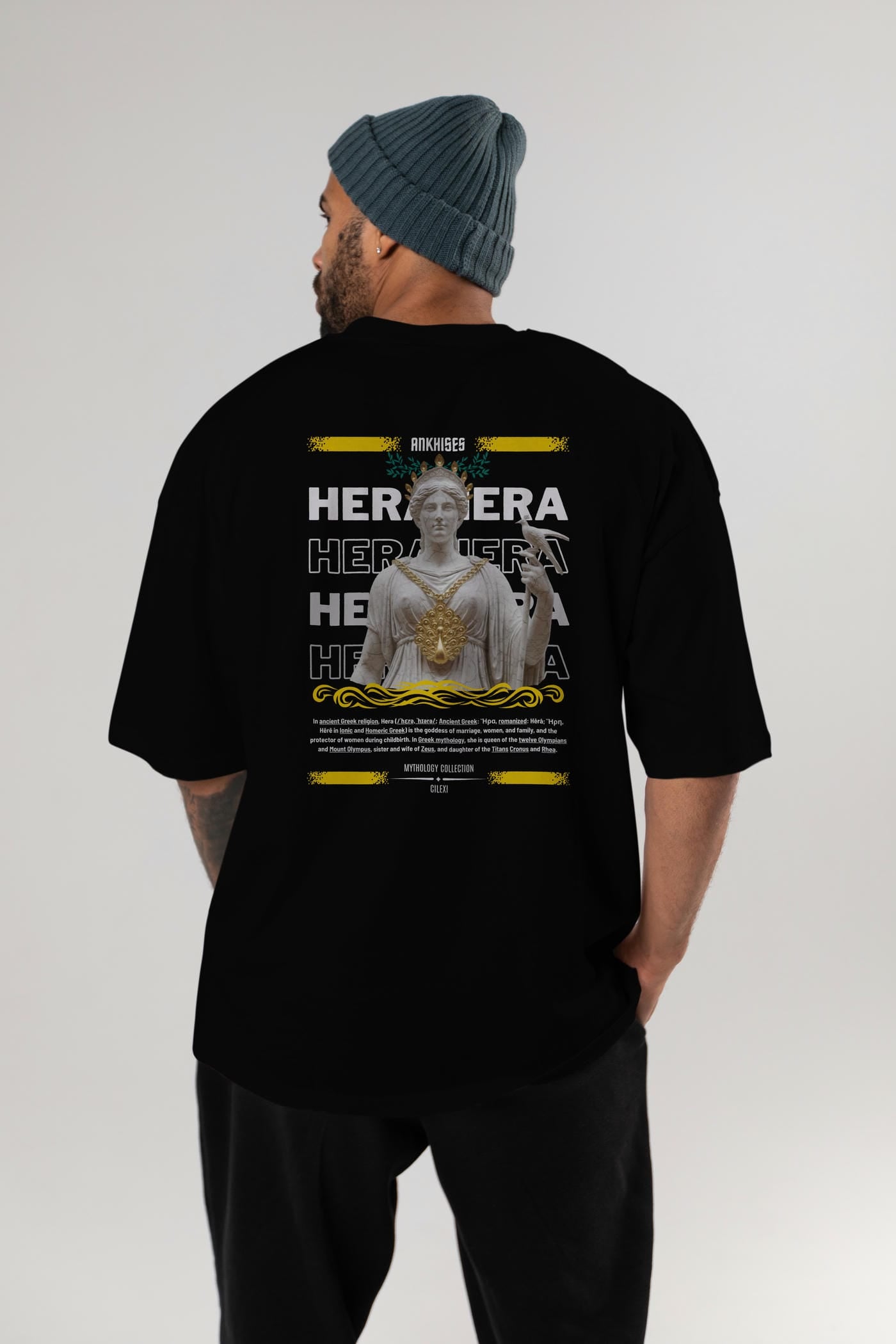Hera 2 Arka Baskılı Oversize t-shirt Erkek Kadın %100 Pamuk Bisiklet Yaka tişort